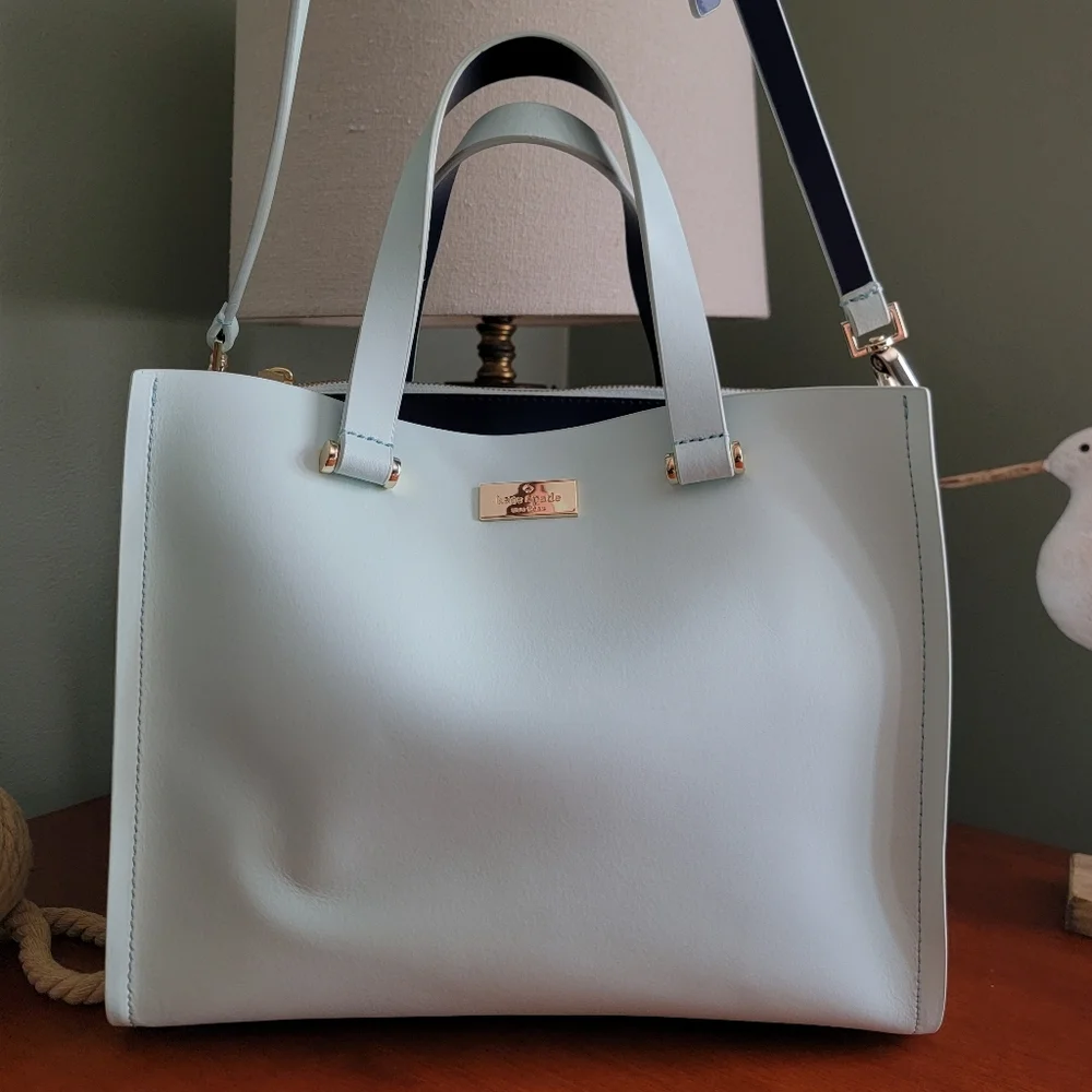 Kate Spade Kyra Arbour Hill Light Blue Leather Satchel Tote